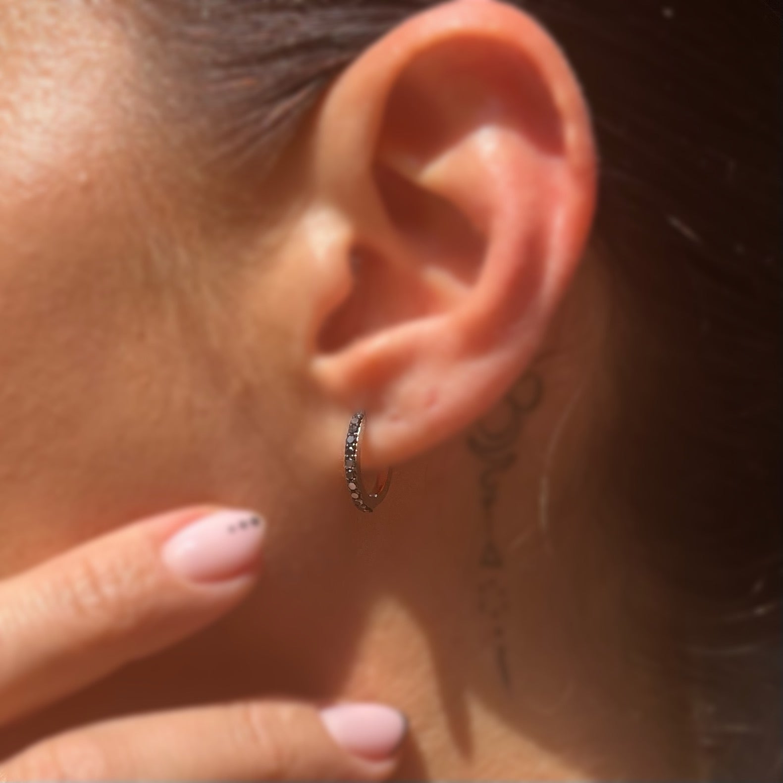 Обеци халки с Черни диаманти 0.39 карата